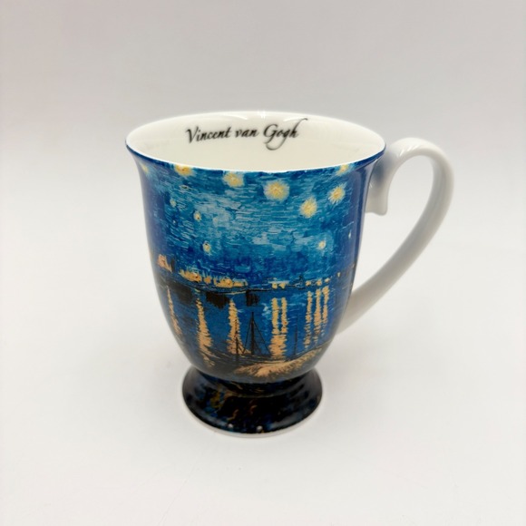 Van Gogh Starry Night Bone China Tea Cup - 19oz Large Artistic Coffee Mug For Tea & Art Lovers